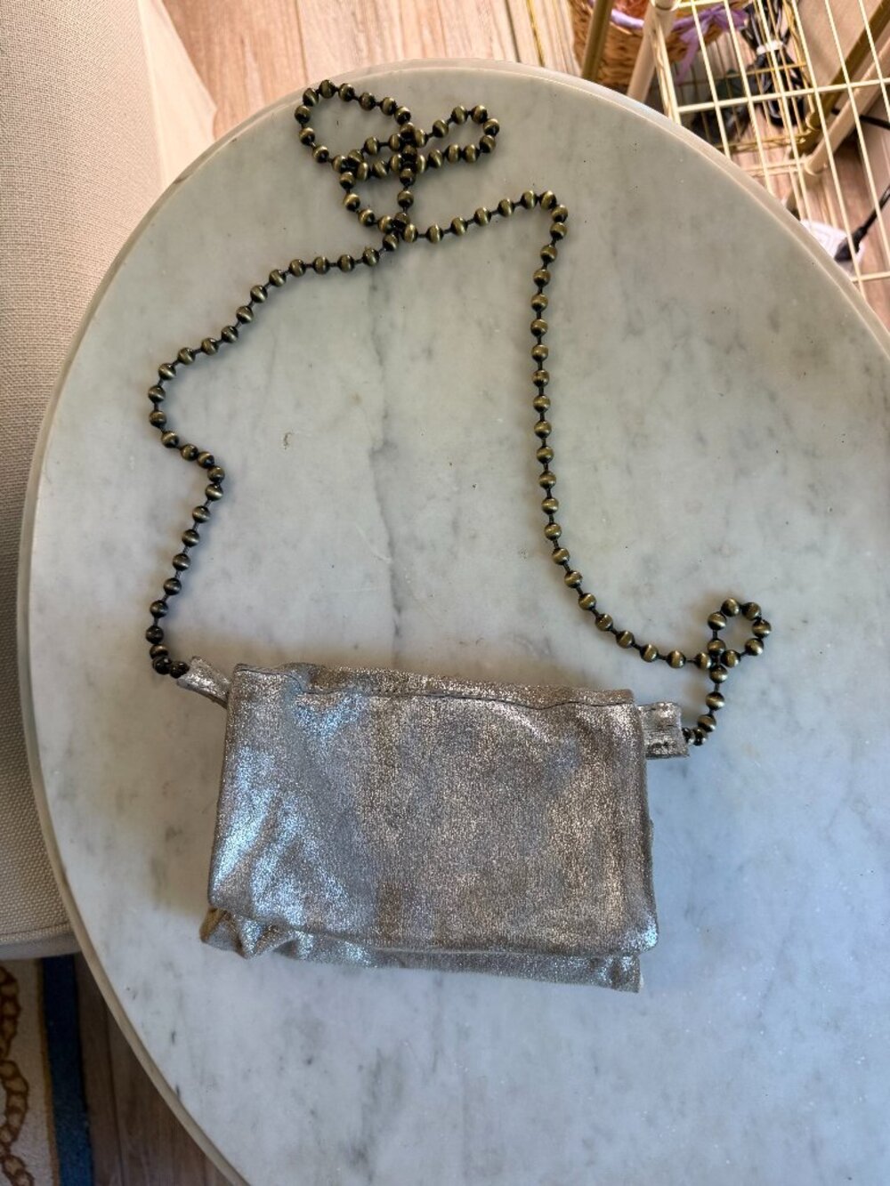 Silver Leather Cross Body Purse